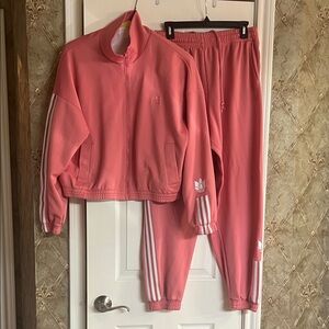 Adidas Coral Pink Track Jacket and Pants
